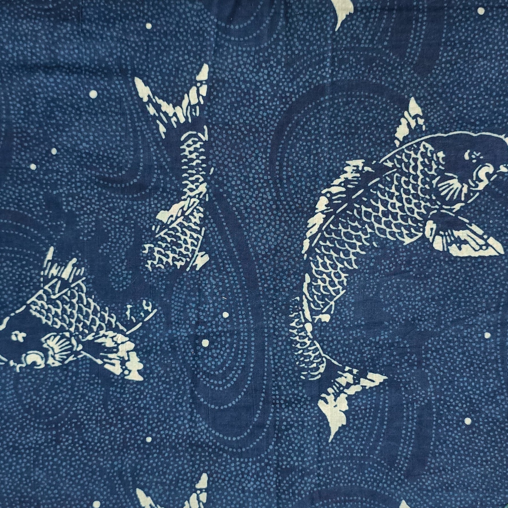 Pure Cotton Indigo Blue With Big Fish Motif Hand Block Print Fabric ...