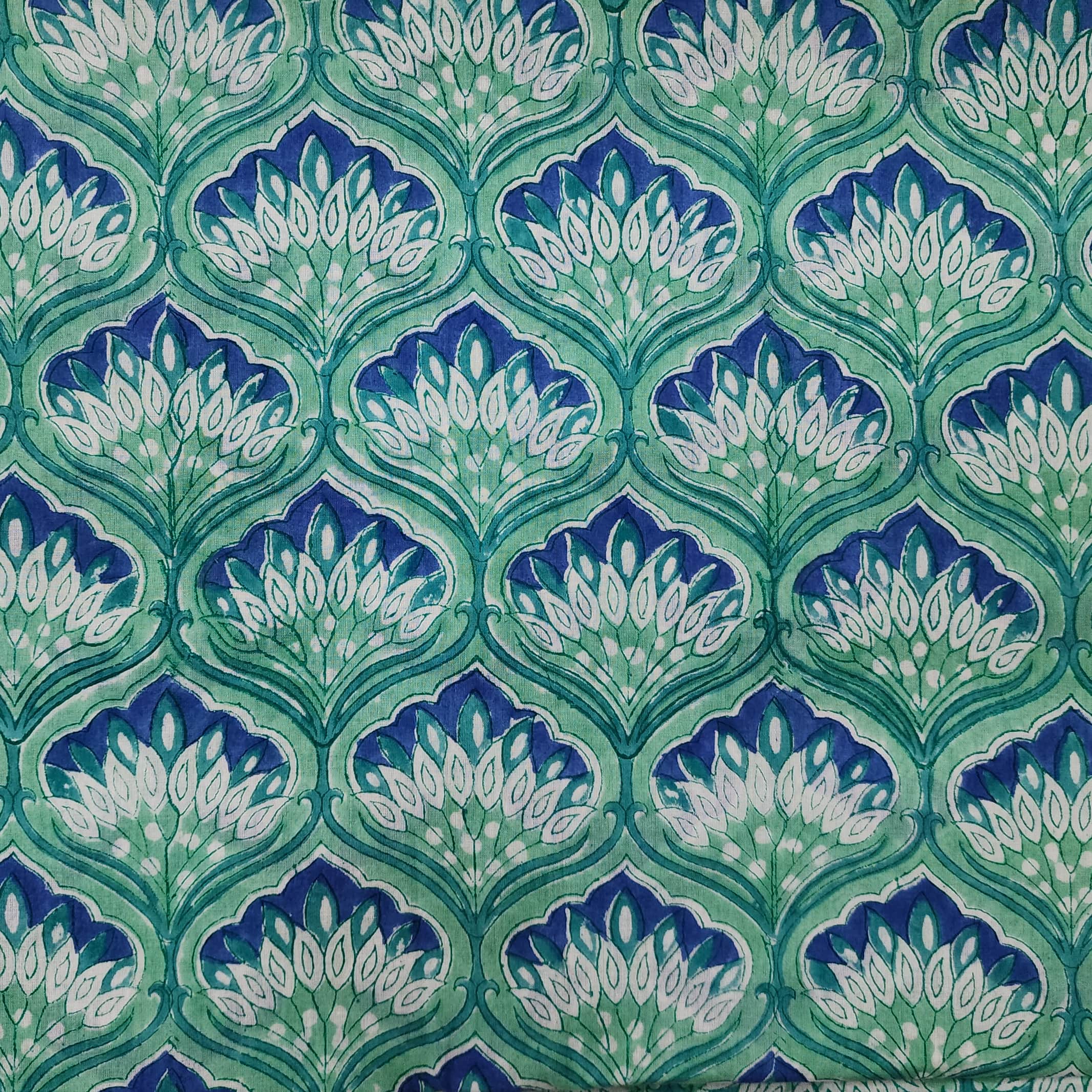 Pure Cotton Jaipuri Blue With Dark Blue Flower Jaal Hand Block Print F ...