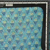 Pure Cotton Jaipuri Blue With Flower Buds Hand Block Print Fabric