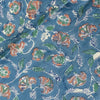 Pure Cotton Jaipuri Blue With Peach Flower Jaal Hand Block Print Fabric