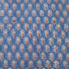 Pure Cotton Jaipuri Blue With Pink Flower Motif Hand Block Print Fabric