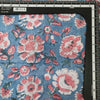 Pure Cotton Jaipuri Blue With Pink Rose Flower Jaal Hand Block Print Fabric