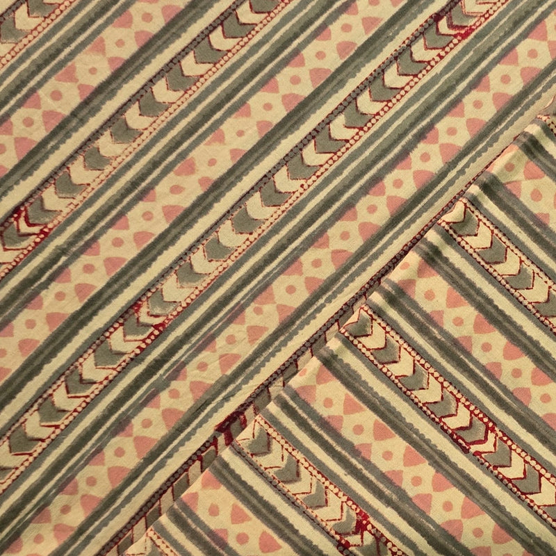 Pure Cotton Jaipuri Border Hand Block Print Fabric