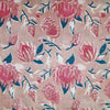 ( Blouse Piece 1.15 Meter )Pure Cotton Jaipuri Chicku Brown With Pink Flower Jaal Hand Block Print