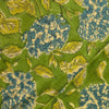 Pure Cotton Jaipuri Green With Blue Wild Flower Hand Block Print Fabric