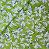 ( Blouse Piece 0.90 Meter) Pure Cotton Jaipuri Green With White Flower Bale Hand Block Print Fabric