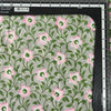 Pure Cotton Jaipuri Grey With Pink Flower Jaal Hand Block Print Fabric