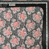 Pure Cotton Jaipuri Grey With Pink Flower Motif Hand Block Print Fabric