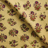 Pure Cotton Jaipuri Light Cream With Purple Flower Motif Hand Block Print Fabric