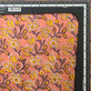 Pure Cotton Jaipuri Light Orange With Yellow Daffodil Flower Jaal Hand Block Print Fabric