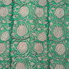 Pure Cotton Jaipuri Mint Green And White Lotus Jaal Hand Block Print Fabric