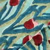 Pure Cotton Jaipuri Mint Green With Teal Blue And Red Rose Hand Block Print Fabric