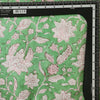 Pure Cotton Jaipuri Mint Green With White Flower Jaal Hand Block Print Fabric