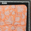 Pure Cotton Jaipuri Peach And White Flower Jaal Hand Block Print Fabric