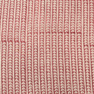 Pure Cotton Jaipuri Peach Arrow Boder Hand Block Print Fabric
