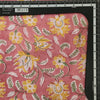 Pure Cotton Jaipuri Peach With Mustard And Green Flower Jaal Hand Block Print Fabric
