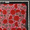 Pure Cotton Jaipuri Pink With Red Flower Jaal Hand Block Print Fabric