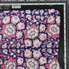 Pure Cotton Jaipuri Purple With Pink And White All Over Flower Hand Block Print Fabric