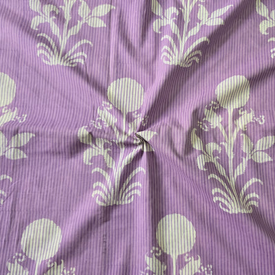 Pure Cotton Jaipuri Purple With White Big Flower Motif Hand Block Print Fabric
