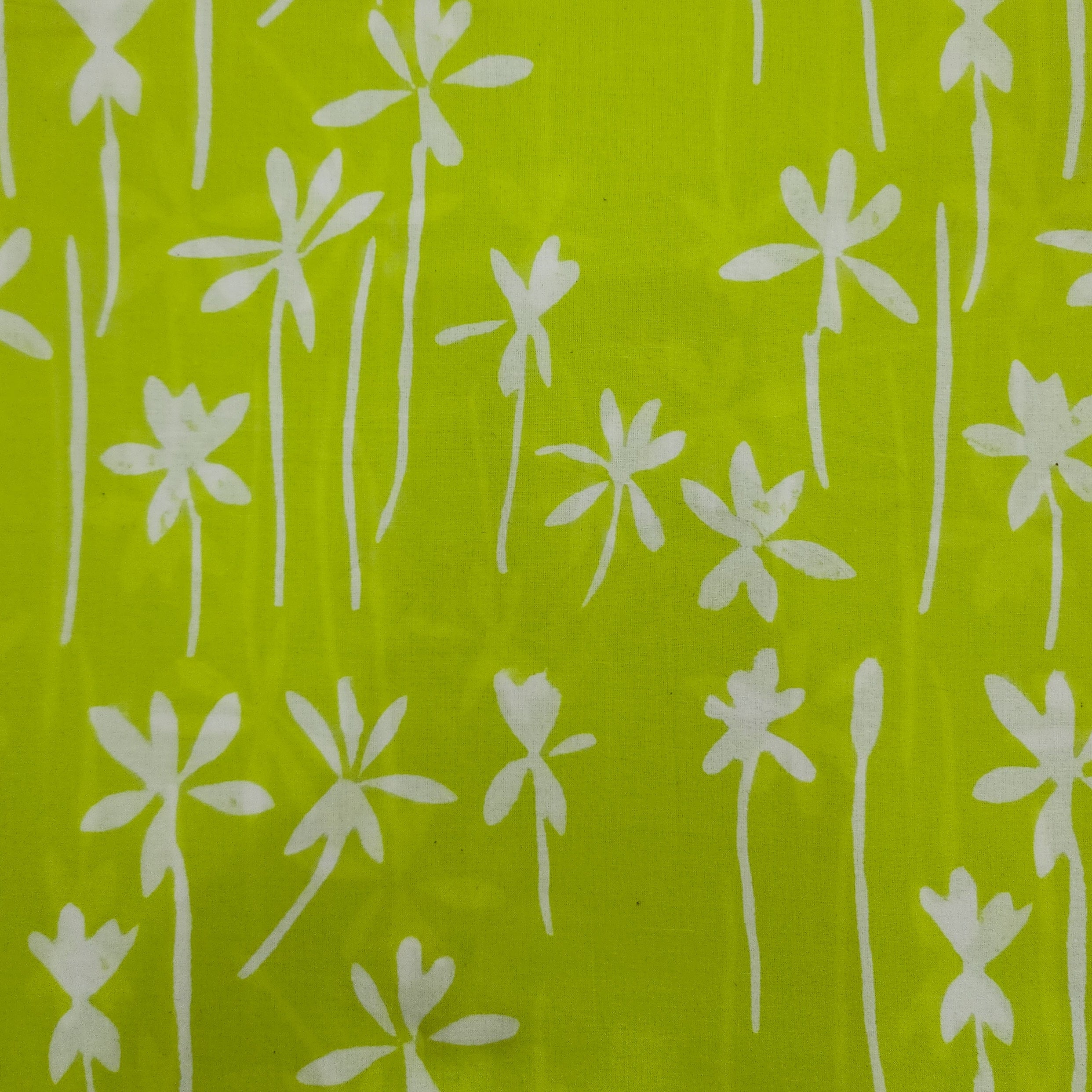 Pure Cotton Jaipuri Radium Green With White Flower Motif Hand Block Pr ...