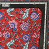 Pure Cotton Jaipuri Red With Blue And Pink Flower Jaal Hand Block Print Fabric