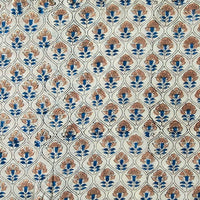 Pure Cotton Jaipuri White All Over Comb And In Between Motifs Hand Block Print Fabric