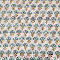Pure Cotton Jaipuri White And Blue Flower Motif Hand Block Print Fabric