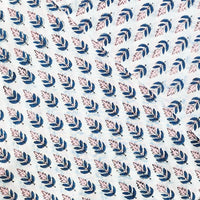 Pure Cotton Jaipuri White And Blue Tiny Flower Motif Hand Block Print Fabric