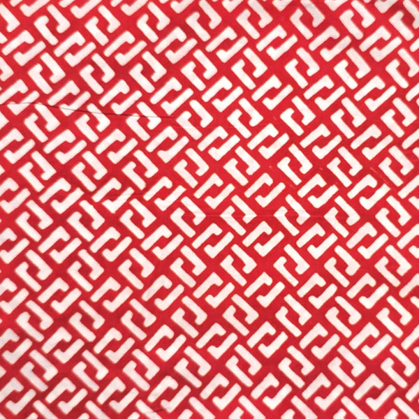 (Pre-Cut 1.5 Meter) Pure Cotton Jaipuri White And Red Intricate Design Hand Block Print Fabric