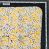 Pure Cotton Jaipuri White And Yellow Flower Jaal Hand Block Print Fabric