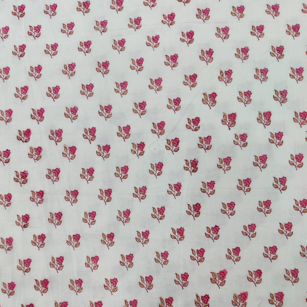 (Pre-cut 0.80 cm )Pure Cotton Jaipuri White With A Tini Tiny Motif Hand Block Print Fabric