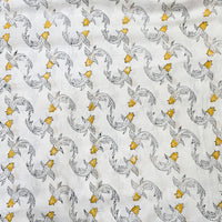 Pure Cotton Jaipuri White With Black Fish Hand Block Print Fabric