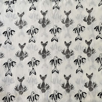 Pure Cotton Jaipuri White With Black Fish Motif Hand Block Print Fabric