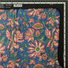 Pure Cotton Jaipuri White With  Blue  And Pink Jungle Wild Flower Jaal Hand Block Pirnt Fabric