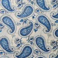Pure Cotton Jaipuri White With Blue Kairi Jaal  Hand Block Print Fabric