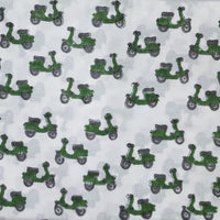 Pure Cotton Jaipuri White With Green Scooty Hand Block Print Fabric