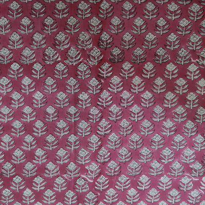 ( Pre-Cut 1.50 Meter ) Pure Cotton Jaipuri White With Pink Jaali Hand Block Print Fabric