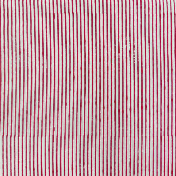 PRE-CUT 1.30 METER Pure Cotton Jaipuri White With Pink Stripes Hand Block Print Fabric