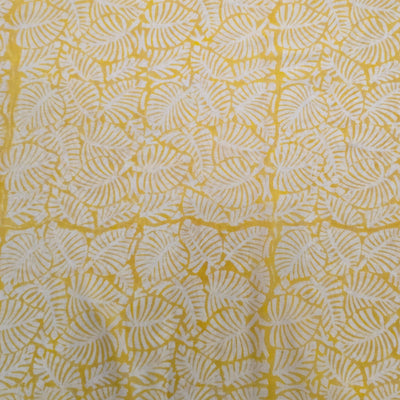 Pure Cotton Jaipuri White With Yellow Intricate Design Hand Block Print Fabric