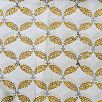 Pure Cotton Jaipuri White With Yellow Jaal Hand Block Print Fabric