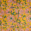 Pure Cotton Jaipuri Yellow With Light Orange With Green Flower Jaal Hand Block Print Fabric