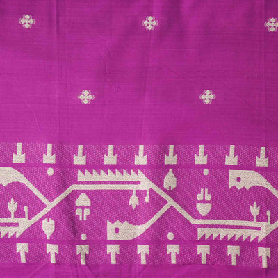 ( Width  54 Inches ) Pure Cotton Jamdani Purple With White Intricate Design Hand Woven Fabric