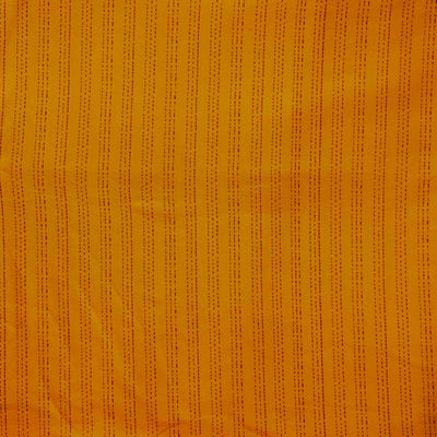 Pure Cotton Kaatha Orange With Red Stripes Hand Woven Fabric
