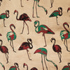 Pure Cotton Kalamkari Cream With Green And Pink Greater Flamingo Hand Block Print Fabric