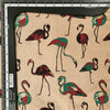 Pure Cotton Kalamkari Cream With Green And Pink Greater Flamingo Hand Block Print Fabric