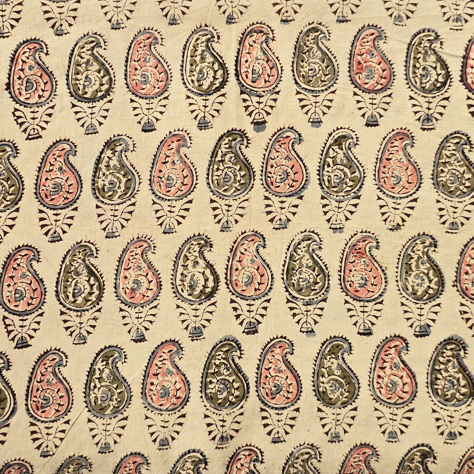 Green - Natural Dyed Cotton Hand Block Print Pintuck Kalamkari Dress 01