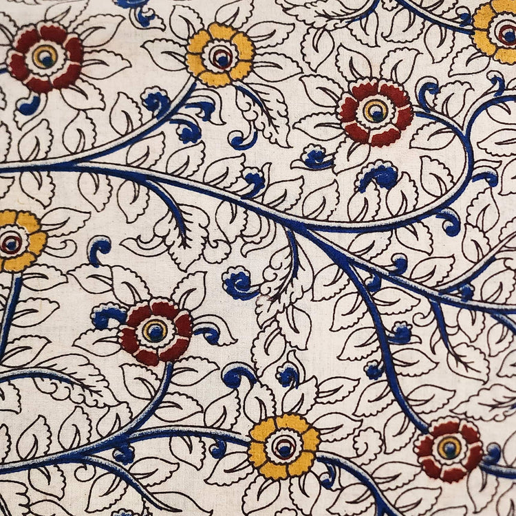 Red - Natural Dyed Hand Block Print Cotton Kalamkari Fabric 07