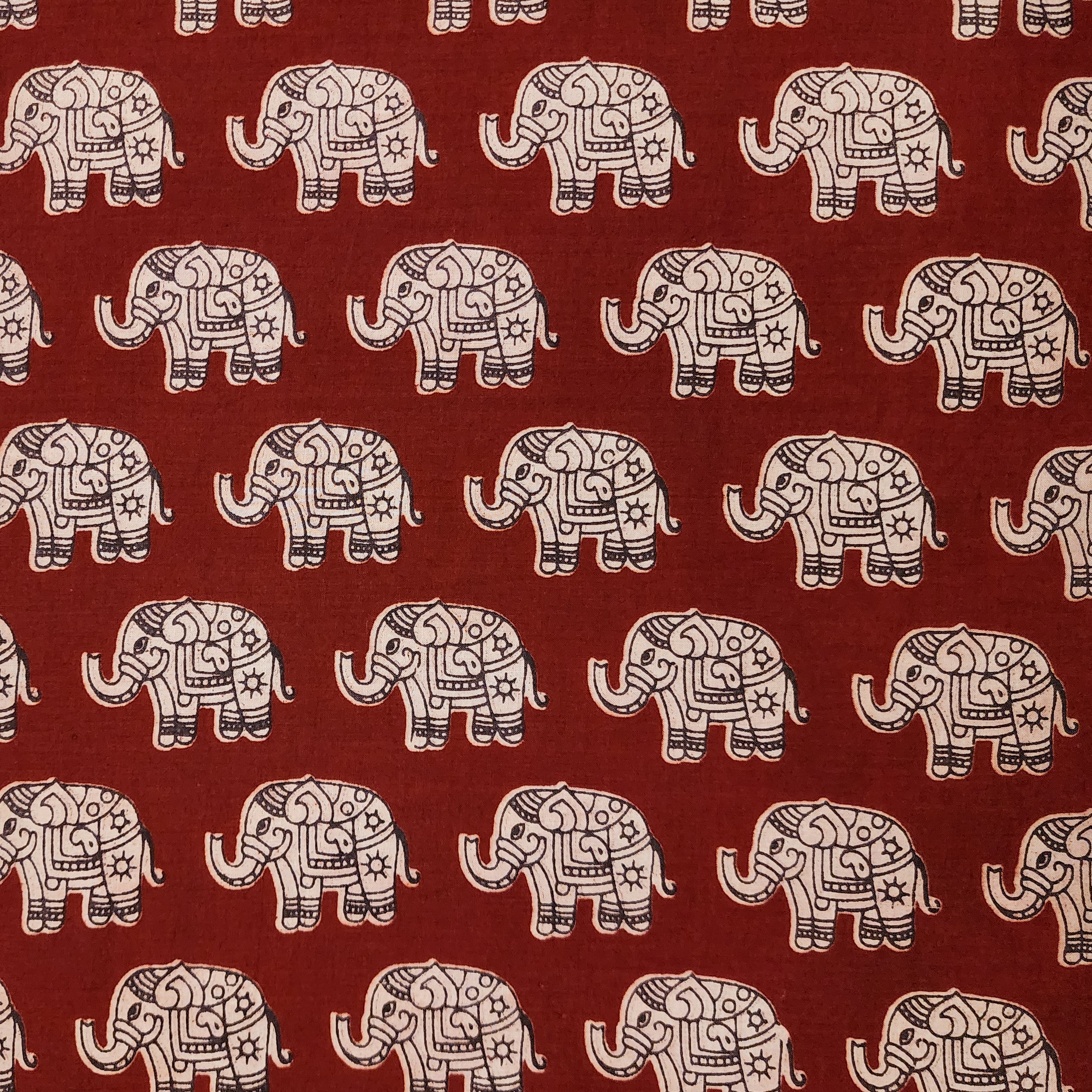 Kalamkari Cotton Puff Midi - Green Elephant main image 1