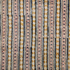 Pure Cotton Kalamkari Mustard With Blue Border Stripes Hand Block Print Fabric