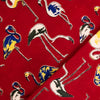 ( Pre-Cut 0.80 Meter ) Pure Cotton Kalamkari Red With Blue And Yellow Greater Flamingo Hand Block Print Fabric